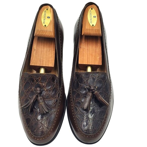 Italy Bally Royce Men size 7.5 Brown Crocodile Leather Tassel Loafer Dress shoes main image 8